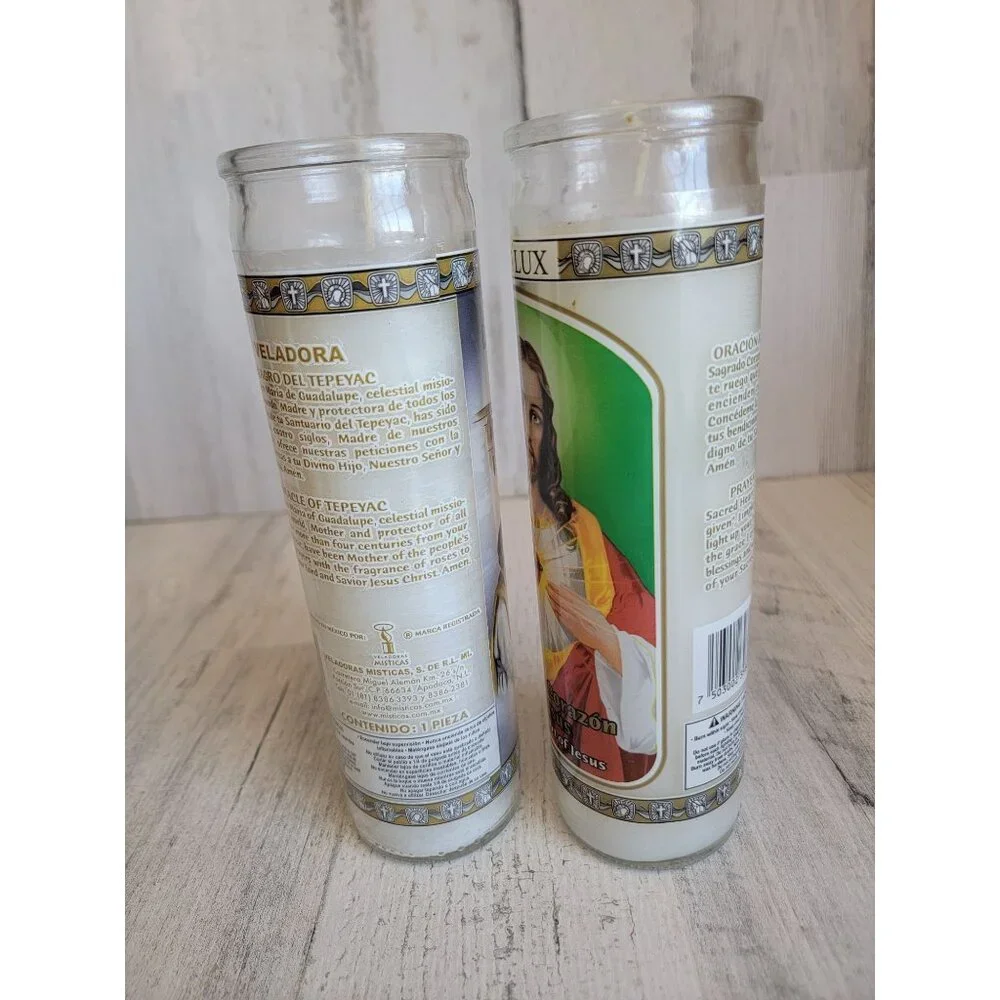 Religious Hail Mary‎ Jesus candle tall set home decor